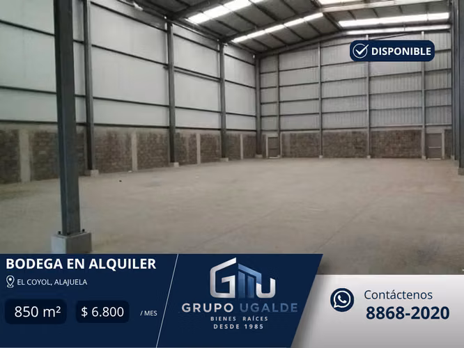 Bodega Alquiler Alajuela Coyol 850m2