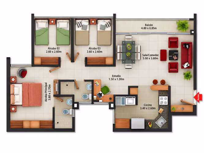  Apartamento de 3 habitaciones con balcón en Condominio Oasis – $105,000 - Imagen 13