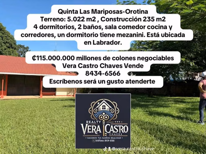 Se vende Quinta en Orotina, las mariposas el labrador.