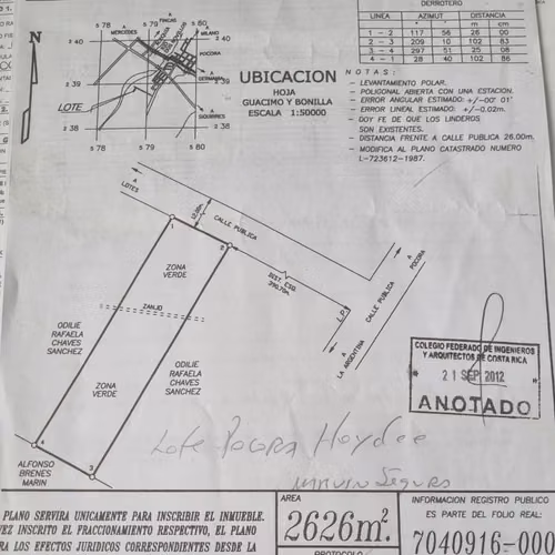 Terreno plano en Pocora, Guácimo — 2.626 m² para desarrollo