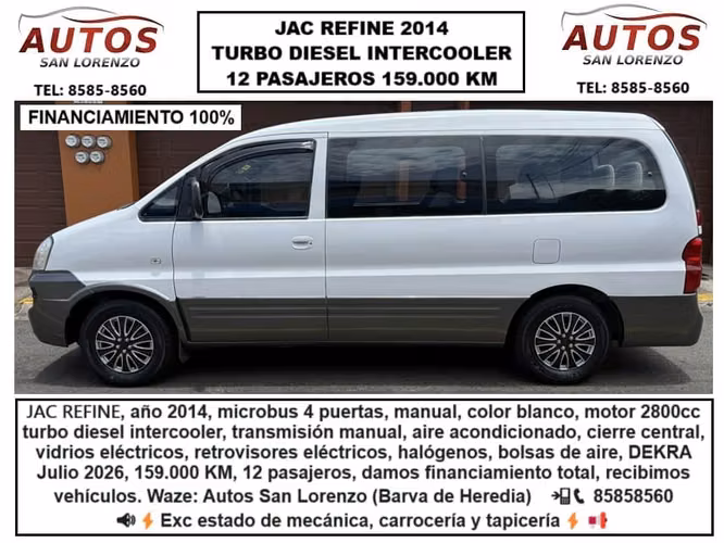 JAC REFINE 2014 MICROBUS 12 PASAJEROS TURBO DIESEL
