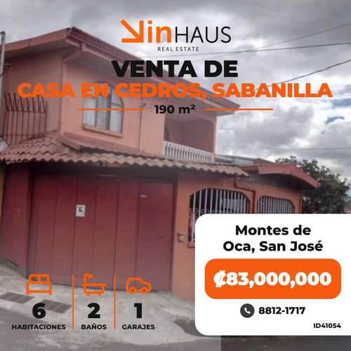 Venta de casa en Cedros, Sabanilla de Montes de Oca -EU - Imagen 1