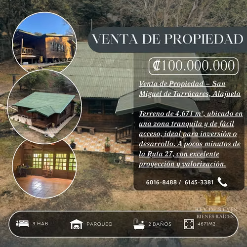VENTA DE PROPIEDAD EN SAN MIGUEL DE TURRÚCARES -ALAJUELA-COSTA RICA - Imagen 1