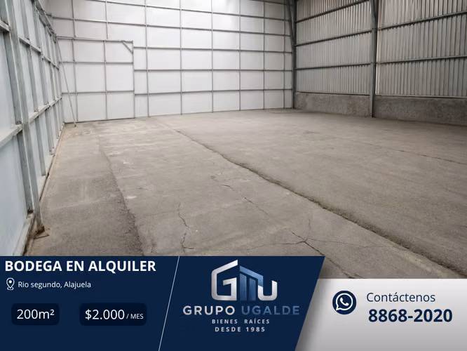 Bodega rental Alajuela Rio Segundo (With electricity Triphasic)