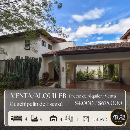 4 Bedroom House + TV Room in Escazú