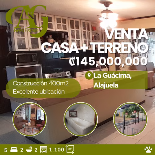 Venta casa+terreno ¡REBAJADA! La Guacima. VAG125