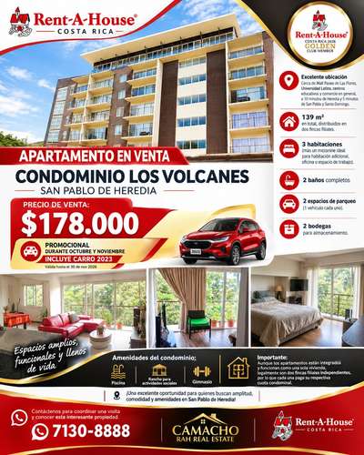 Apartamento en Venta  Condominio Los Volcanes – Amenidades y Ubicación Premium en San Pablo, Heredia - Imagen 1