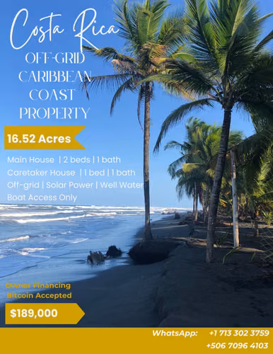 Off-grid (solar + well water) 16.52 acre family property | Barra de Pacuare, Costa Rica