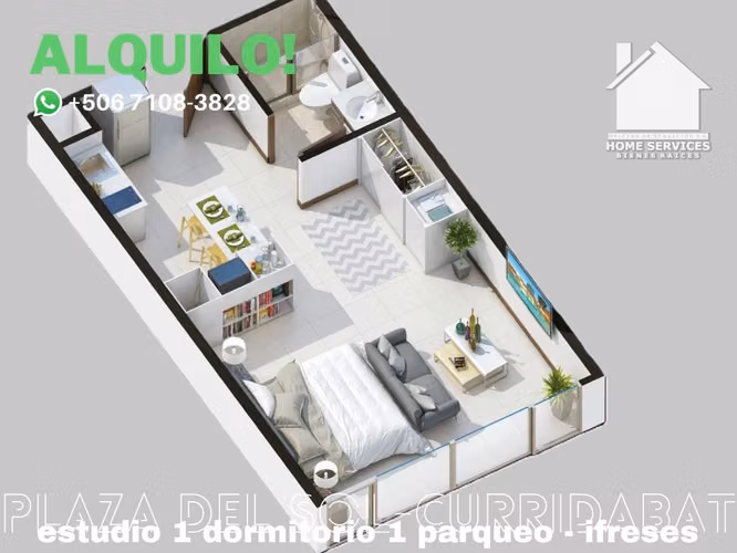 ALQUILO! Estudio 1 Dormitorio Amueblado – Plaza del Sol Curridabat - Imagen 11