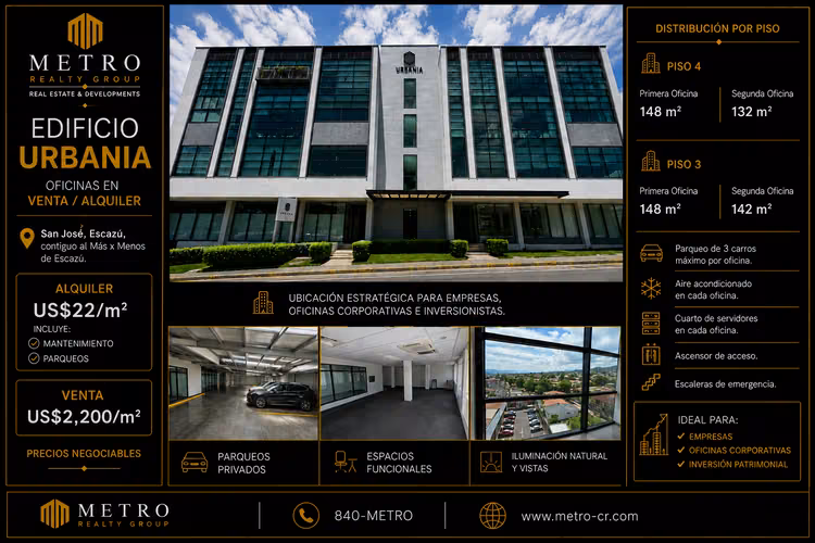 Venta / Alquiler Oficinas Corporativas | Edificio Urbania | Escazú