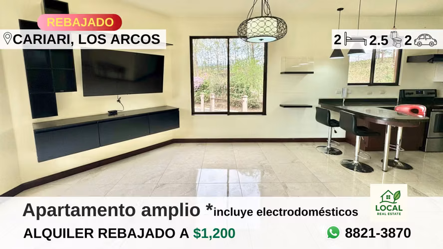 Apartamento espacioso con electrodomésticos Los Arcos, Cariari Heredia