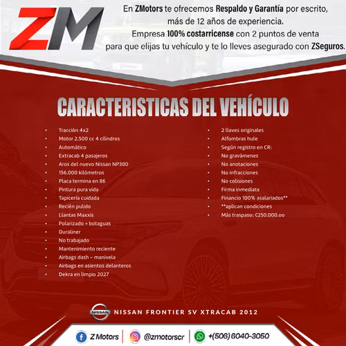 NISSAN FRONTIER SV XTRACAB 2012