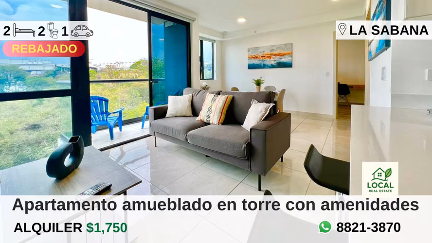 Apartamento amueblado dos dormitorio en Sabana