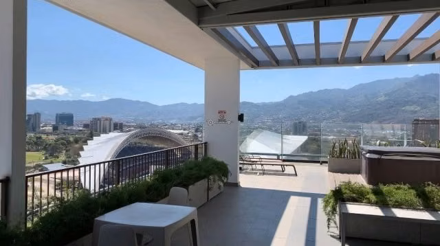 Sabana N, Torre Rohrmoser, amueblado-fino, 2 hab, A/C, 2 baños, bodega, vista, amenidades. - Imagen 17