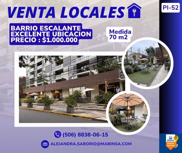 PI-52 VENTA  DE 4 LOCALES COMERCIALES EN BARRIO ESCALANTE - Imagen 1