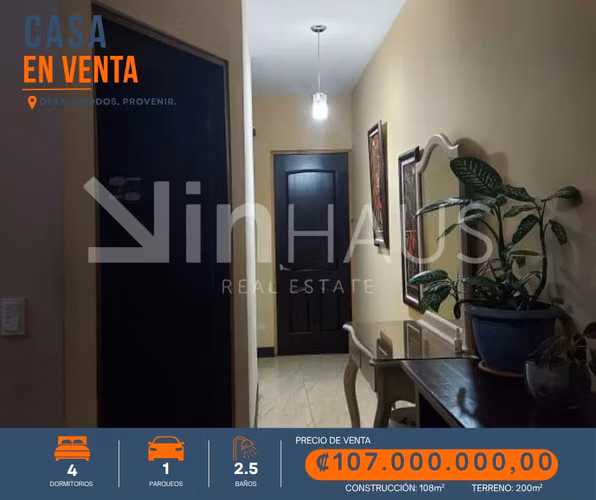 Venta de casa en Desamparados Porvenir-DB