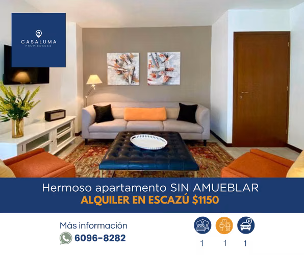 APARTAMENTO SIN AMUEBLAR EN ESCAZÚ