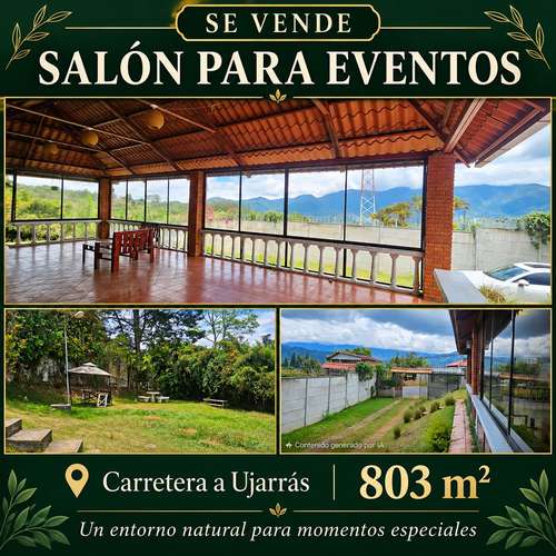 Event venue for sale with a view of the Ujarrás Lagoon | 803 m² | Main road