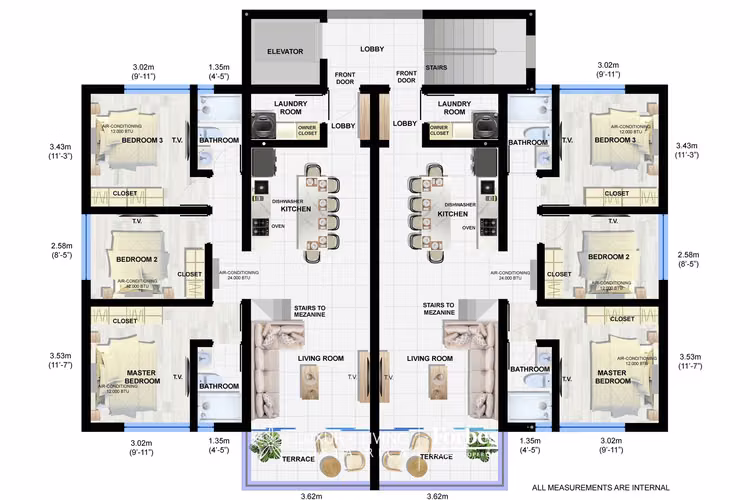 20733 - Apartamento de 3 hab, balcón, amenidades, frente al mar - Imagen 3