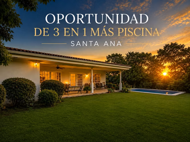 PROPIEDAD DE 3 CASAS DE UNA SOLA PLANTA CON 2.742 M2 DE LOTE EN SANTA ANA PIEDADES