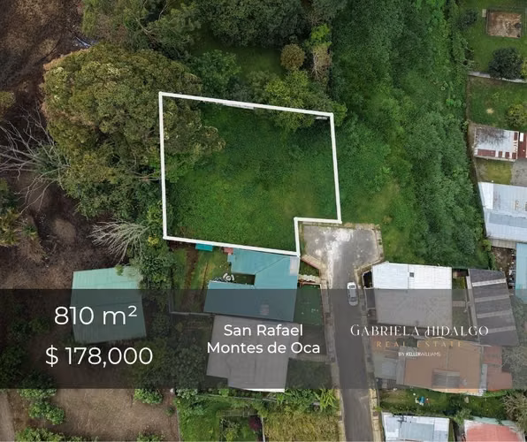 Lote en venta | San Rafael de Montes de Oca | 810 m² | USD $178.000