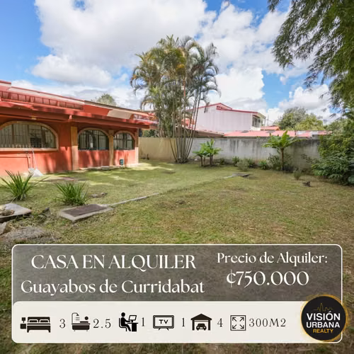 Casa de 3 habitaciones con amplio jardín en Guayabos, Curridabat