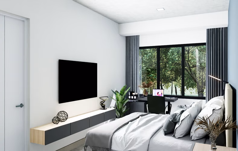 Elegante condominio de 1 dormitorio en comunidad segura en Tibás
