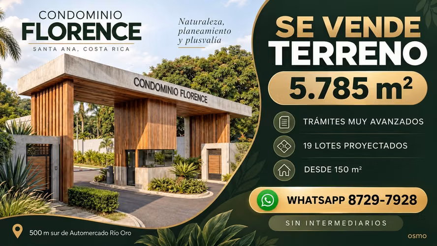 Santa Ana 5785 m2 del auto mercado 600 sur