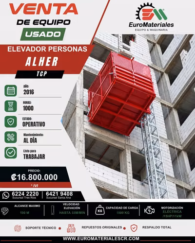 ELEVADOR DE PERSONAS  ALHER TCP- AÑO 2016