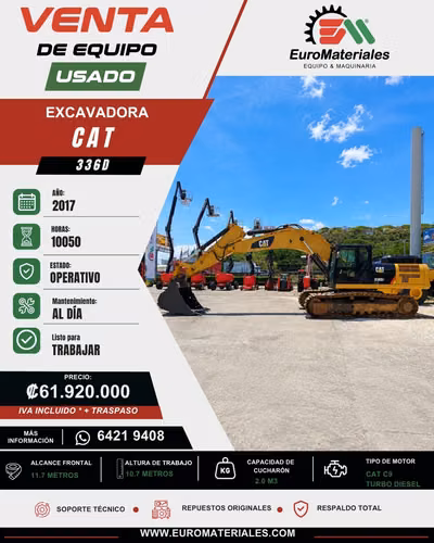 EXCAVADORA CAT 336D - AÑO 2017