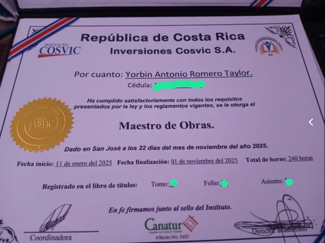 Maestro de obra Certificados COSVIC