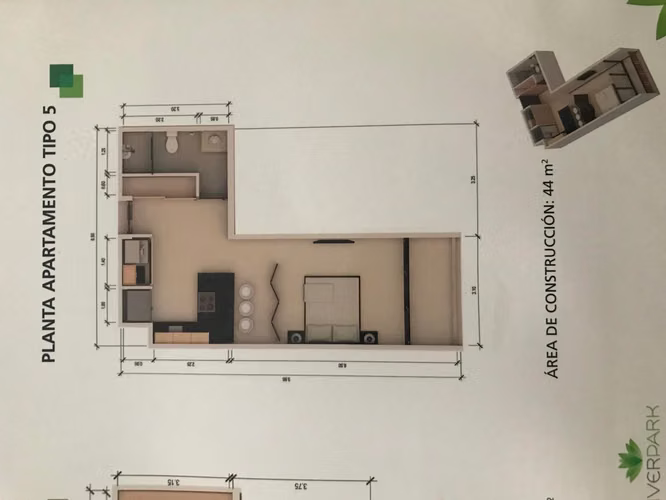 Apartamento tipo suite con terraza y amenidades en Santa Ana