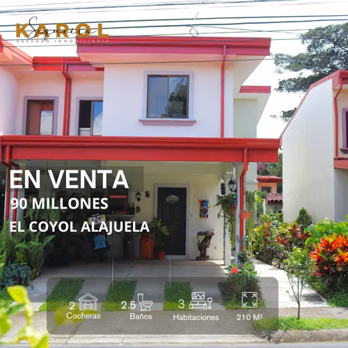 SE VENDE CASA EN CONDOMINIO - EL COYOL DE ALAJUELA