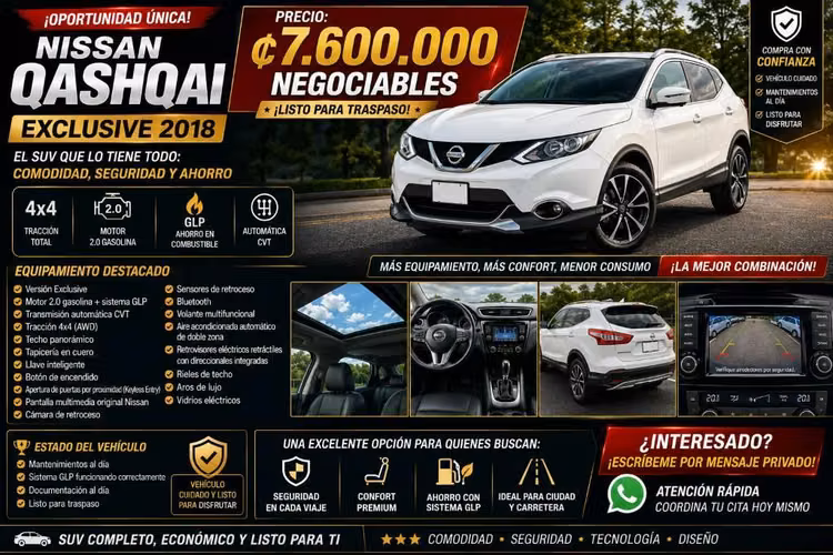 Nissan Qashqai Exclusive 2018 4x4 Automático GLP