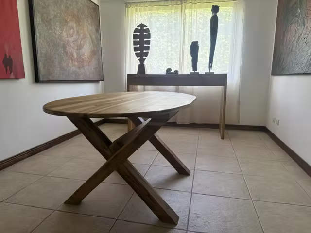 MESA OVALADA + BUFETERA/BAR - MADERA LAUREL