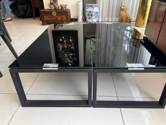  Mesa de Centro Moderna con Cubierta de Cristal