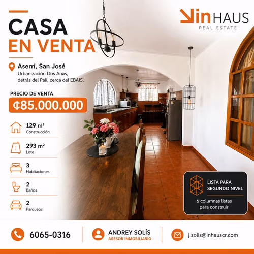 Venta de casa en Aserri-AS