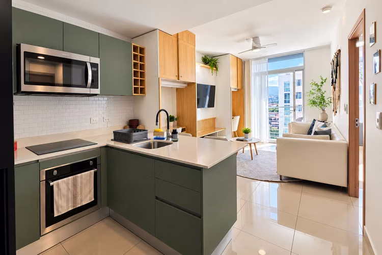 Venta de apartamento en piso #12, Full Amueblado, Tibas, Condominio Bambú Rivera