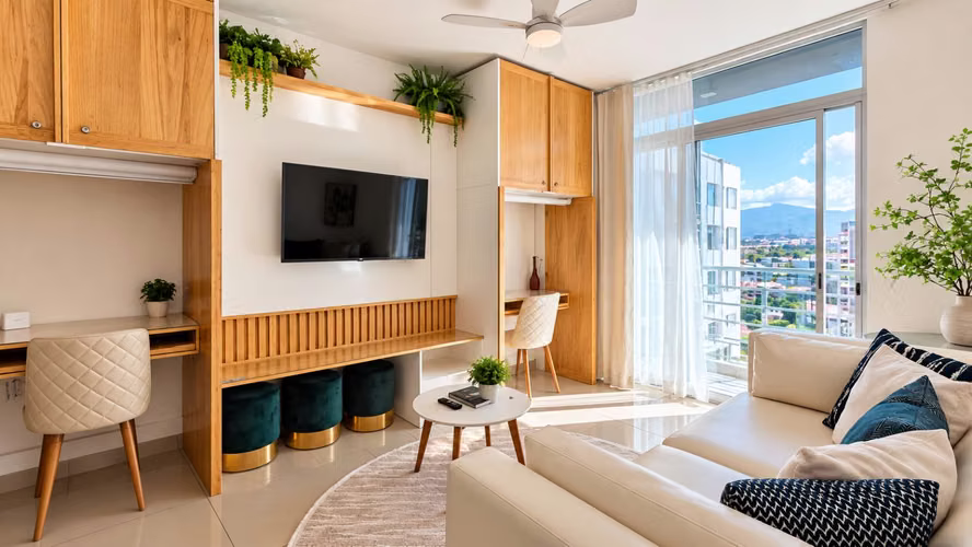 Venta de apartamento en piso #12, Full Amueblado, Tibas, Condominio Bambú Rivera