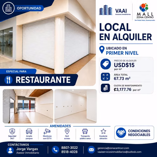 COMMERCIAL PLACE FOR RENT - SMALL CENTER AREA