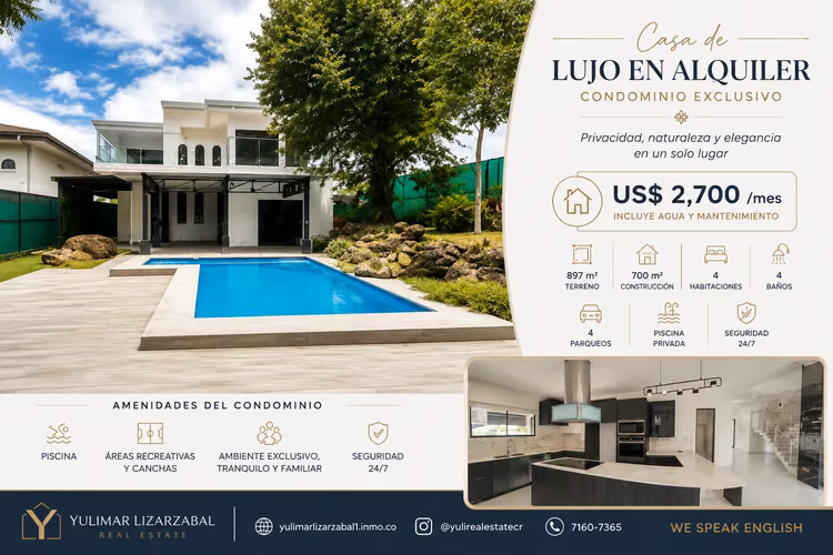  Luxury Home for Rent with Private Pool | Exclusive Guacima Condo