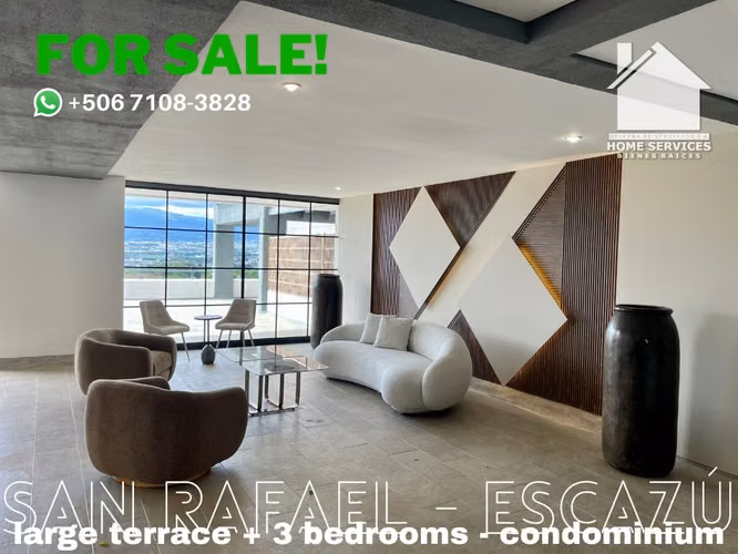 VENDO! 3 Dormitorios, 75 m2 de Terraza y Vistas – San Rafael Escazú.