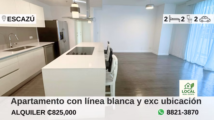 Apartamento dos dormitorios con linea blanca y exc ubicación Escazú