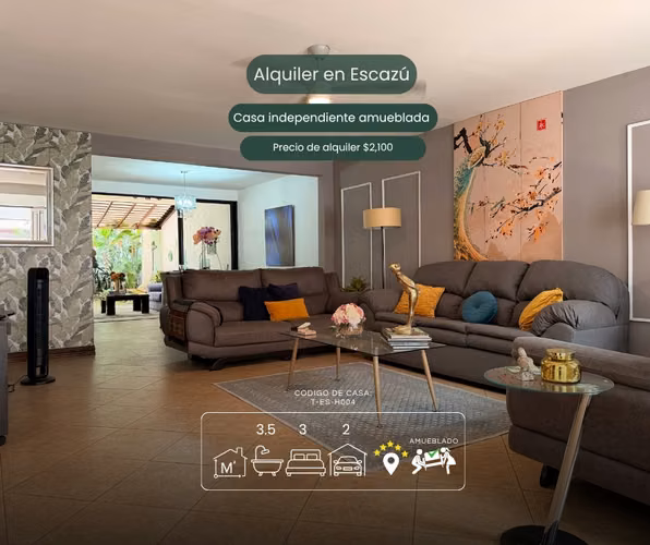 Casa amueblada en Escazú | A 400 m del Hospital CIMA | $2,100