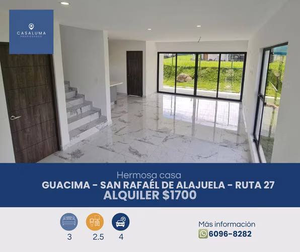 AMPLIA CASA EN RUTA 27 GUACIMA - Imagen 1