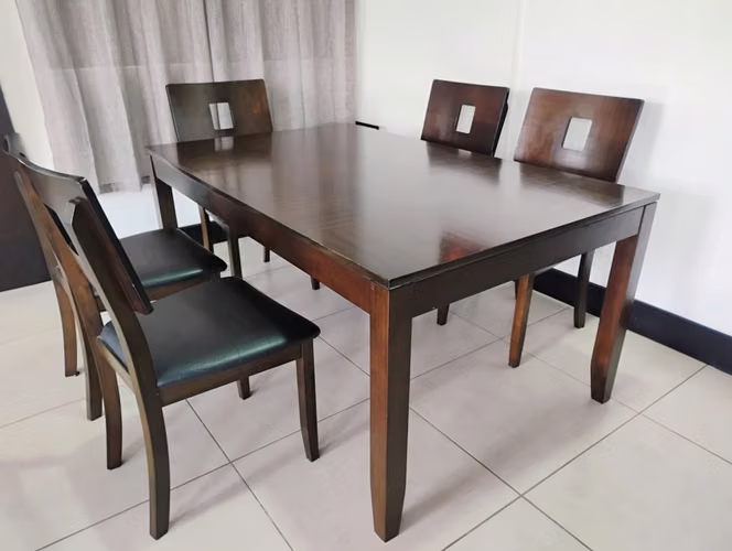 Juego de comedor de madera para 6 personas - Imagen 8
