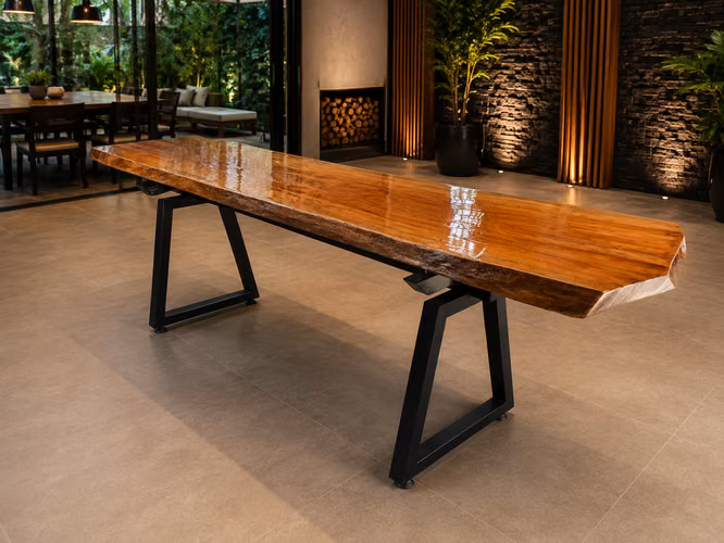 MESA DE COMEDOR EN MADERA DE CEDRO SÓLIDA