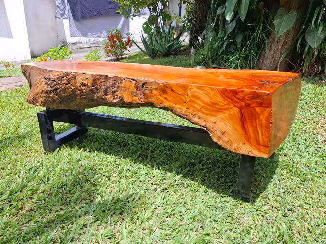 BANCA / MESA DE CENTRO en MADERA DE CEDRO MACIZA - Imagen 8