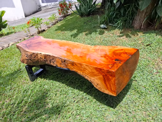 BANCA / MESA DE CENTRO en MADERA DE CEDRO MACIZA - Imagen 9