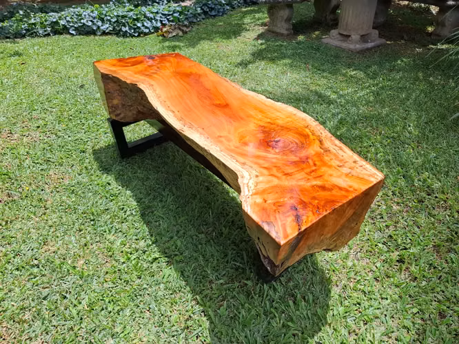 BANCA / MESA DE CENTRO en MADERA DE CEDRO MACIZA - Imagen 11